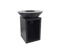 Barbecue plancha brasero à charbon et bois avec rangement L80 x l80 x H95 cm noir - IGNOS