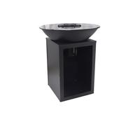Barbecue plancha brasero à charbon et bois avec rangement L80 x l80 x H95 cm noir - IGNOS