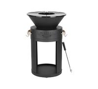 Barbecue plancha brasero a charbon et bois "Cesar" - 49 x 49 x 92 cm - Noir