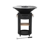 Barbecue plancha brasero à charbon et bois "Cesar premium" - Ø 81 cm - Noir