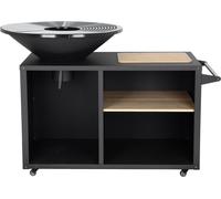 Barbecue plancha brasero à charbon et bois ""Maréchal"" - Ø 81 cm - Noir