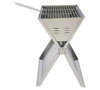 Barbecue pliable - Barbecue à charbon portable en acier inoxydable 410 - Grille de cuisson et grille à charbon - Pour la cuisine en plein air, le camping et les pique-niques - Pour 3 à 5 personnes - A