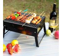 Barbecue pliable compact en acier inoxydable noir, 35 x 27 x 20 cm