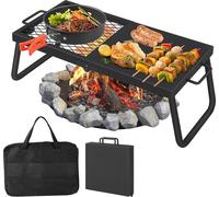 Barbecue pliable pour feu de camp - Grille de cuisson - Grille métallique robuste - Portable - Pour foyer et feu ouvert - Camping en plein air
