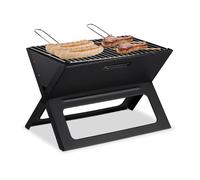 Relaxdays Barbecue pliable – foyer pour charbon, camping et pique‑nique – 30 x 45,5 x 30 cm – Noir
