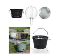 Barbecue portable à charbon Noir 27 cm Grille de cuisson chromée Pieds pliables