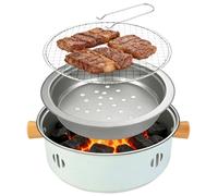 Barbecue portable au charbon de bois avec grille, mini-four à charbon de bois pour intérieur et extérieur