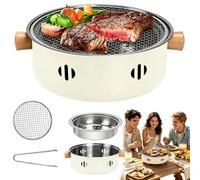 Barbecue portable au charbon de bois - Grill de table en acier inoxydable - Design compartimenté - Grille de cuisson - Compact - Idéal pour les balcons, les terrasses et le camping