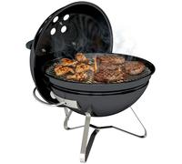 Barbecue portable au charbon de bois - Grill rond en acier inoxydable - Avec couvercle et support - Contrôle de l'apport d'air réglable - Ø 41 x 44 cm - Noir