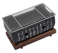 Barbecue portable au charbon de bois - Mini-grill - 24 x 12,5 cm - Métal - Pour intérieur et extérieur - Grill de table japonais