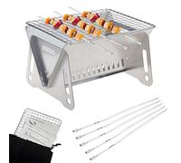 Barbecue portable avec 5 fourchettes, petit grill pliable, barbecue à charbon pour l'extérieur, fumoir en acier inoxydable pour pique-nique