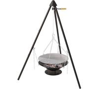 Barbecue portable avec panier à bois et seau de transport - 60 x 60 x 166 cm