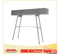 Barbecue portable - Barbecue de camping - Dimensions 100 × 18 cm - Support avec pieds pliables - Deux grilles droites - Pour feu de camp - Argenté