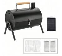 Barbecue portable en bois compact - Grill de camping pliable - Double grille - Léger et résistant à la chaleur - Noir