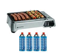 Barbecue portable grill à gaz de table 1.9 KW Kemper anti adhesif + 4 cartouches