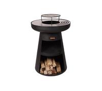 PUR LINE | Barbecue en acier avec grille en acier inoxydable et fonction brasero - Barbecue diamètre 60 cm, comprend couvercle étanche, tiroir cendrier et espace pour le bois de chauffage