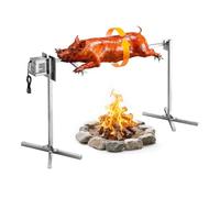 Barbecue Rôtissoire Capacité de Charge de 40 kg, Kit de Tournebroche Électrique à 8 Niveaux de Hauteur, Moteur Automatique 38 W