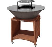 Barbecue Strend Pro Fiesta, finition rouille, acier, diametre 100 cm, avec foyer