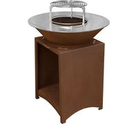 Barbecue Strend Pro Fiesta, finition rouille, acier, diametre 75 cm, avec foyer
