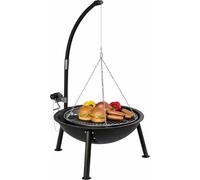 Barbecue suspendu réglable de type grue, barbecue de jardin portable, réglage de la hauteur de la grille à l'aide d'un treuil, tôle d'acier épaisse, grille chromée, pour le jardin et le camping