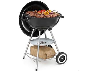 barbecue - TECTAKE - barbecue rond BARBECUISSE, robuste avec grille chromée, châssis acier, cendrier amovible, 51,5 x 44,5 x 75 cm -