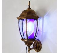 Barber Pole Light Rétro Bronze Extérieur LED Barber Pole Lampe Salon De Coiffure Barber Shop Signe Lumière Traditionnelle Éclairage Rotatif Applique Murale, Rayures Violettes
