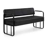 BarberPub Banque 3 places avec accoudoirs noirs mats, banque d'attente pour coiffeur, banquette de salon W528BBK