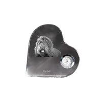 Barbet - horloge en cristal avec photo de chien, étagères en forme de cœur avec horloge, horloge sur pied personnalisée de la marque Art-Dog
