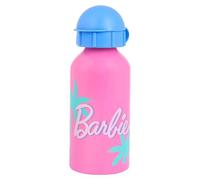Barbie Bouteille d'eau pour enfant en aluminium à paroi unique avec couvercle à rabat bleu et motif palmier, 400 ml