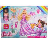Barbie Calendrier de l’Avent Barbie Dreamtopia avec 24 surprises, dont des accessoires de contes de fées, des vêtements de fée et de sirène, une licorne et un dragon, HVK26