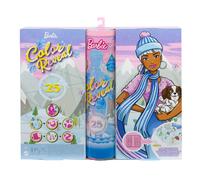 Barbie Calendrier de l’Avent Color Reveal avec 25 surprises dont une poupée, un animal et un bracelet, Jouet pour enfant dès 3 ans, HBT74