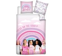 Barbie Housse de Couette 140x200 + Taie 65x65 Coton Disney Cadeau | Parure de lit réversible 1 personne | Coton naturel respirant Oeko-Tex | Mattel officiel | Fille | Cadeau | Idée cadeau