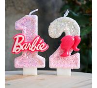 Barbiela - bougie numéro 0-9, paillettes roses et rouges, décorations de gâteau d'anniversaire pour filles, cadeaux de fête prénatale anniversaire B 3