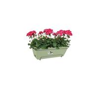 Elho Barcelona Allin1 50 Planteur pour Balcon & Extérieur - Plastique 100% recyclé - Ø 49.5 x H 18.5 cm - Vert/Vert Pistache