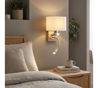 Barcelona LED Applique Murale “Arti” avec Lampe de Lecture LED 3W Orientable, Douille E27, Bois et Verre Opale, Lumière Chaude 2700K, Applique Chevet Moderne Nordique pour Chambre, Hôtel et Lecture