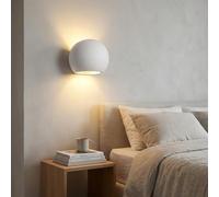 BARCELONA LED Applique murale en plâtre Ball G9 ronde blanche, lumière indirecte bidirectionnelle, design moderne minimaliste scandinave, peinturable, intégrée au mur, salon, chambre, hôtel, IP20