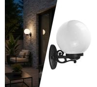 BARCELONA LED Applique Murale Extérieure NAUTA Globe E27 IP44 Noir | Style Classique,Diffuseur Opale Sphérique,IK04,Jardin,Entrée,Façade,Éclairage Décoratif Extérieur