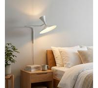 BARCELONA LED Applique Murale Industrielle Grand Modèle 40 cm, Lampe Murale à Bras Articulé, Style Vintage et Moderne, Abat-jour Métal Blanc Intérieur Blanc, Idéal Restaurant, Escalier et Chambre