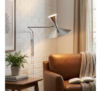 BARCELONA LED Applique Murale Industrielle Grand Modèle 40 cm, Lampe Murale à Bras Articulé, Style Vintage et Moderne, Abat-jour Métal Chromé Intérieur Blanc, Idéal Restaurant, Escalier et Chambre