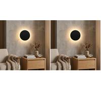 BARCELONA LED Applique murale LED ronde noire réglable, CCT PVC résistant, design moderne, industriel et minimaliste, pour chambre, salle de bain, escalier, intérieur et extérieur IP65 (Lot de 2)