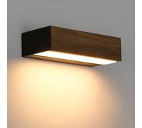 BARCELONA LED - Applique murale "VACC" - Applique murale intérieure éclairage LED moderne en bois naturel et métal noir, 7 W, diffuse et accueillante
