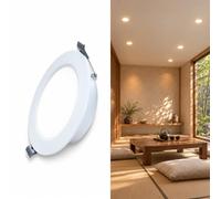 BARCELONA LED Downlight Encastrable 4W 3000K Blanc Découpe Ø77mm | Angle de diffusion de 120°, rendu des couleurs CRI>80, boîtier en polycarbonate, fixation par ressorts, alimentation 230V