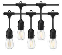 BARCELONA LED Guirlande décorative extérieure 10 mètres avec 10 douilles E27 IP44, lumières LED pour jardin, terrasse, patio, pergola, bars, restaurants et événements en plein air, couleur noire