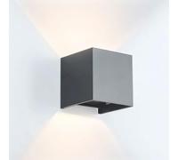 BARCELONA LED KURTIN Applique Murale LED 6W Up Down, Angle de Faisceau Réglable 0-100°, Gris, Blanc Chaud 3000K, 570lm, IP44, Applique Cube en Aluminium pour Intérieur et Extérieur Couvert