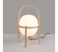 BARCELONA LED- Lampe de chevet "Megan" 25x45 cm. Lampe de bureau de type panier E27 en bois et verre opale.