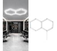 BARCELONA LED Lampe LED Hexagonale 6500K 2 Hexagones 440cm | 88W Puissance 9680lm, Structure Modulaire En Nid D’Abeille, Montage Flexible, Polycarbonate, CRI 80-85, Alimentation 220-240V
