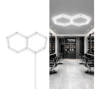 BARCELONA LED Lampe LED Hexagonale 6500K 2 Hexagones 440cm | 88W Puissance 9680lm, Structure Modulaire En Nid D’Abeille, Montage Flexible, Polycarbonate, CRI 80-85, Alimentation 220-240V