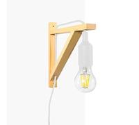 Barcelona LED LN123-B Applique murale nordique avec équerre en bois et pendentif en silicone pour douille E27, couleur blanche