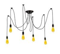Barcelona LED Lustre Suspendu Noir Lampe Vintage Rétro Style avec 6 Bras Réglable E27 LED, pour Salle À Manger Salon Cuisine Bar