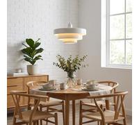 BARCELONA LED Macarron Suspension Bauhaus E27 Blanche Ø35 cm | Métal Peint, Câble Réglable, Abat-Jour À Trois Niveaux, Max. 40 W, Salon Salle À Manger Chambre Hôtel